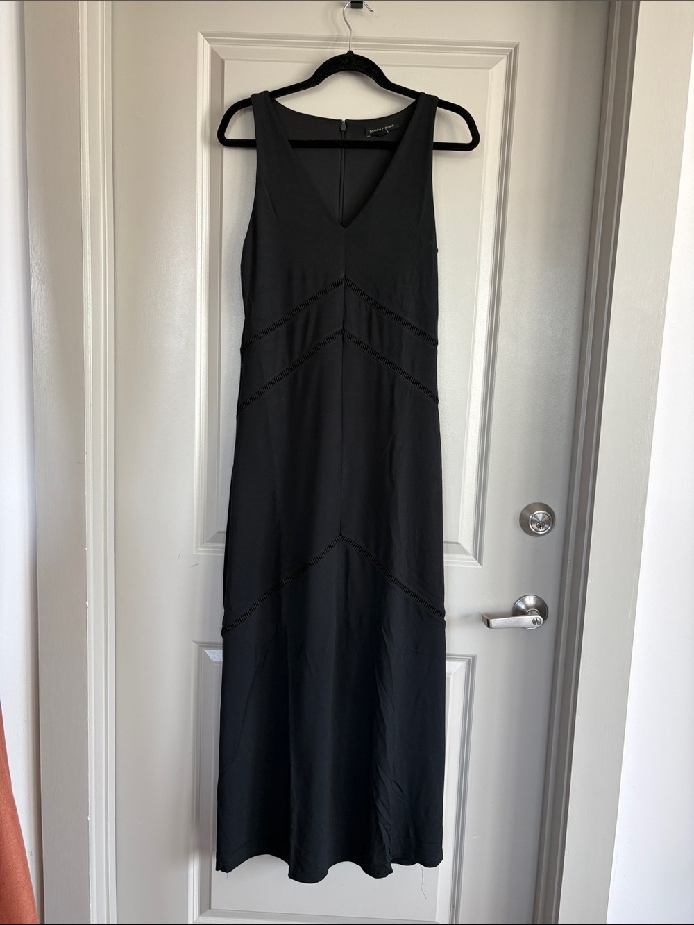 Banana Republic Black Ladder‑Trim Maxi Dress Size 8